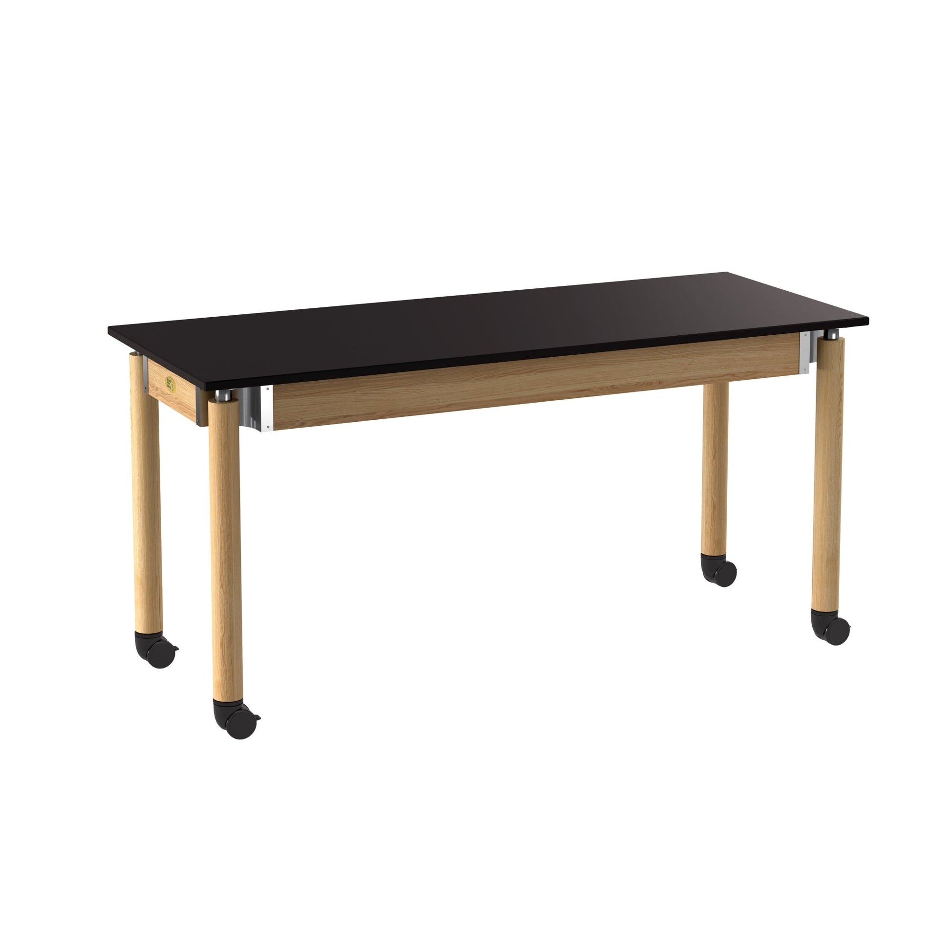 NPS Height Adjustable Science Lab Table, 24" X 60", Phenolic Top, Oak Legs (National Public Seating NPS-SLT5-2460P) - SchoolOutlet