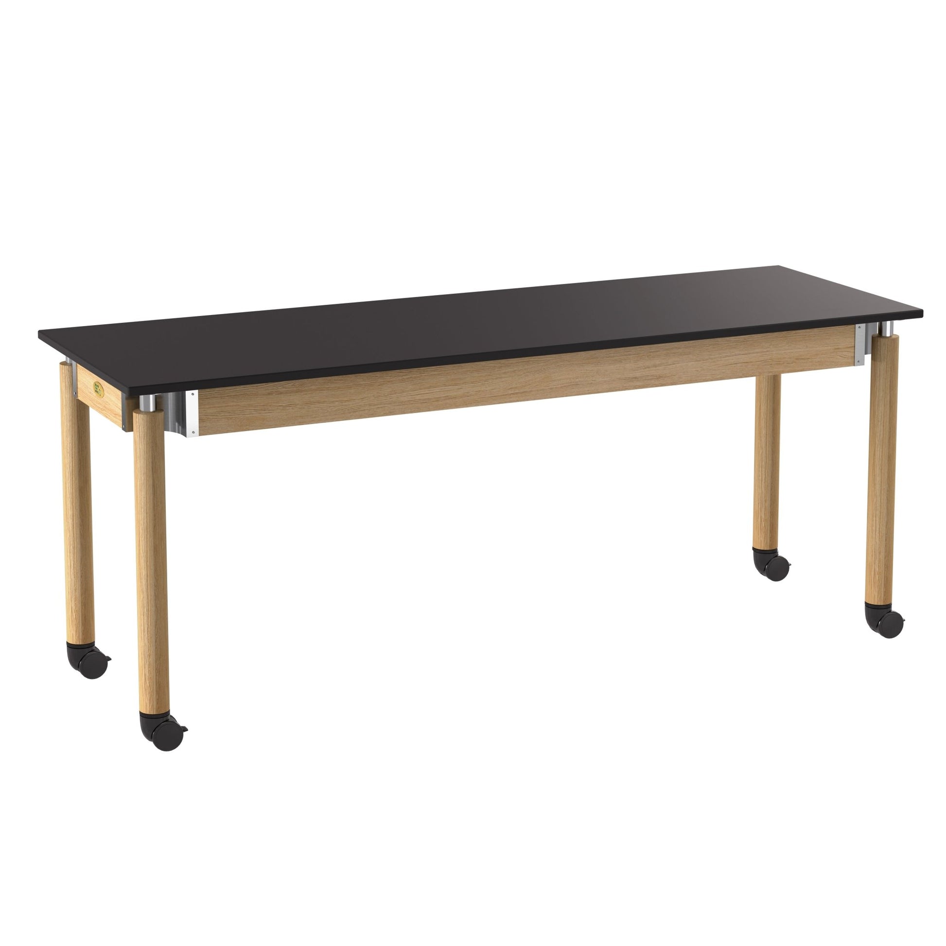 NPS Adjustable Science Lab Table - Chem-Res Top - Plain Front - Oak - 24" x 72" (National Public Seating NPS-SLT5-2472C) - SchoolOutlet