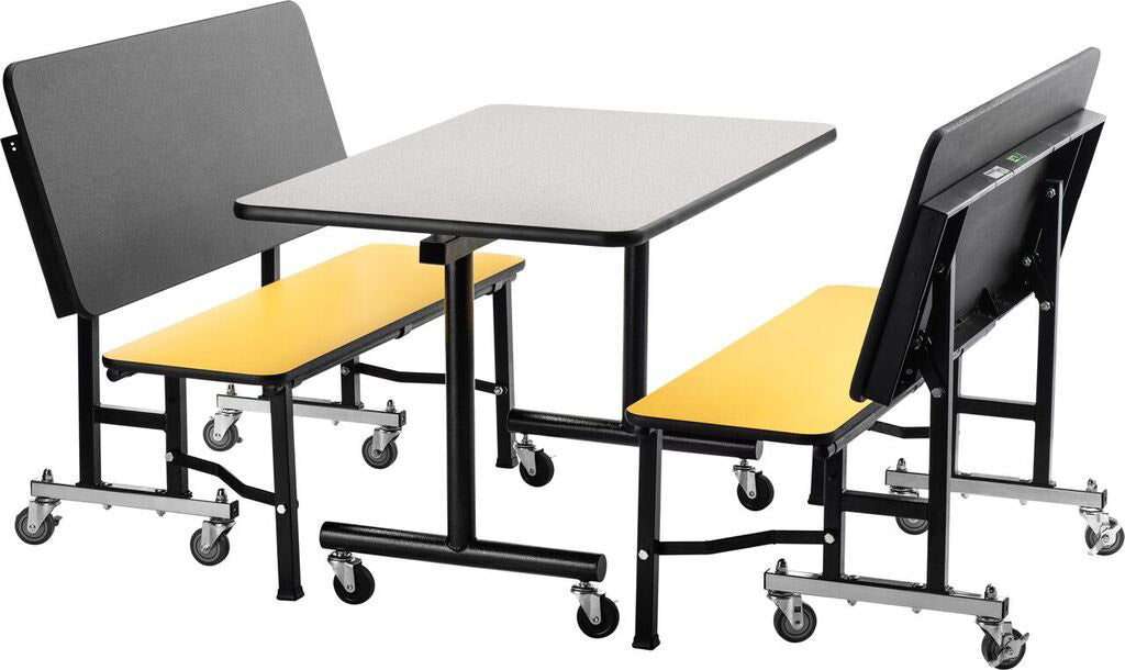 NPS ToGo Booth Set, (1) 24"x48" Table and (2) 48" Benches, MDF Core (National Public Seating NPS-TGBTH2448MDPE) - SchoolOutlet