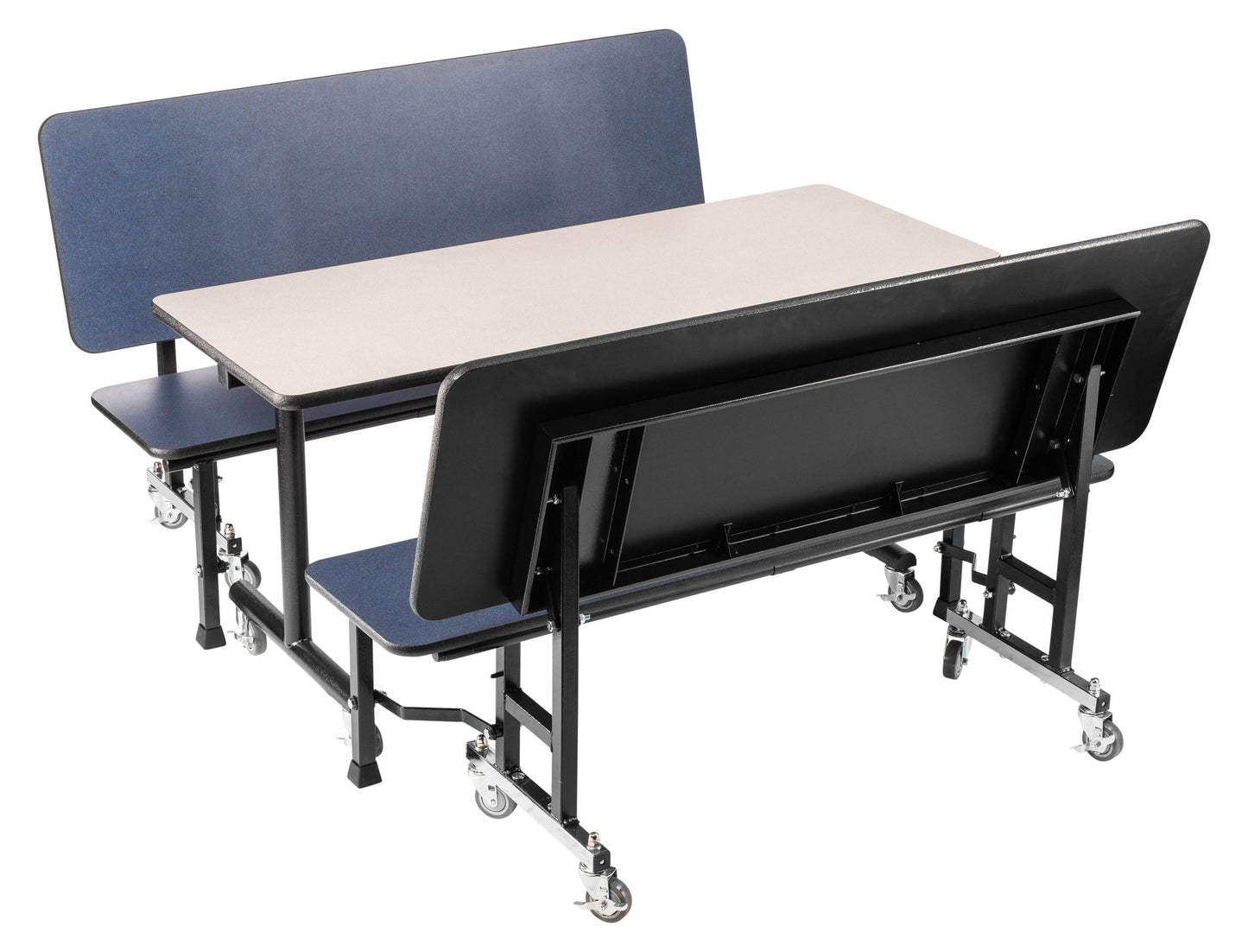 NPS ToGo Booth Set, (1) 24"x48" Table and (2) 48" Benches, MDF Core (National Public Seating NPS-TGBTH2448MDPE) - SchoolOutlet