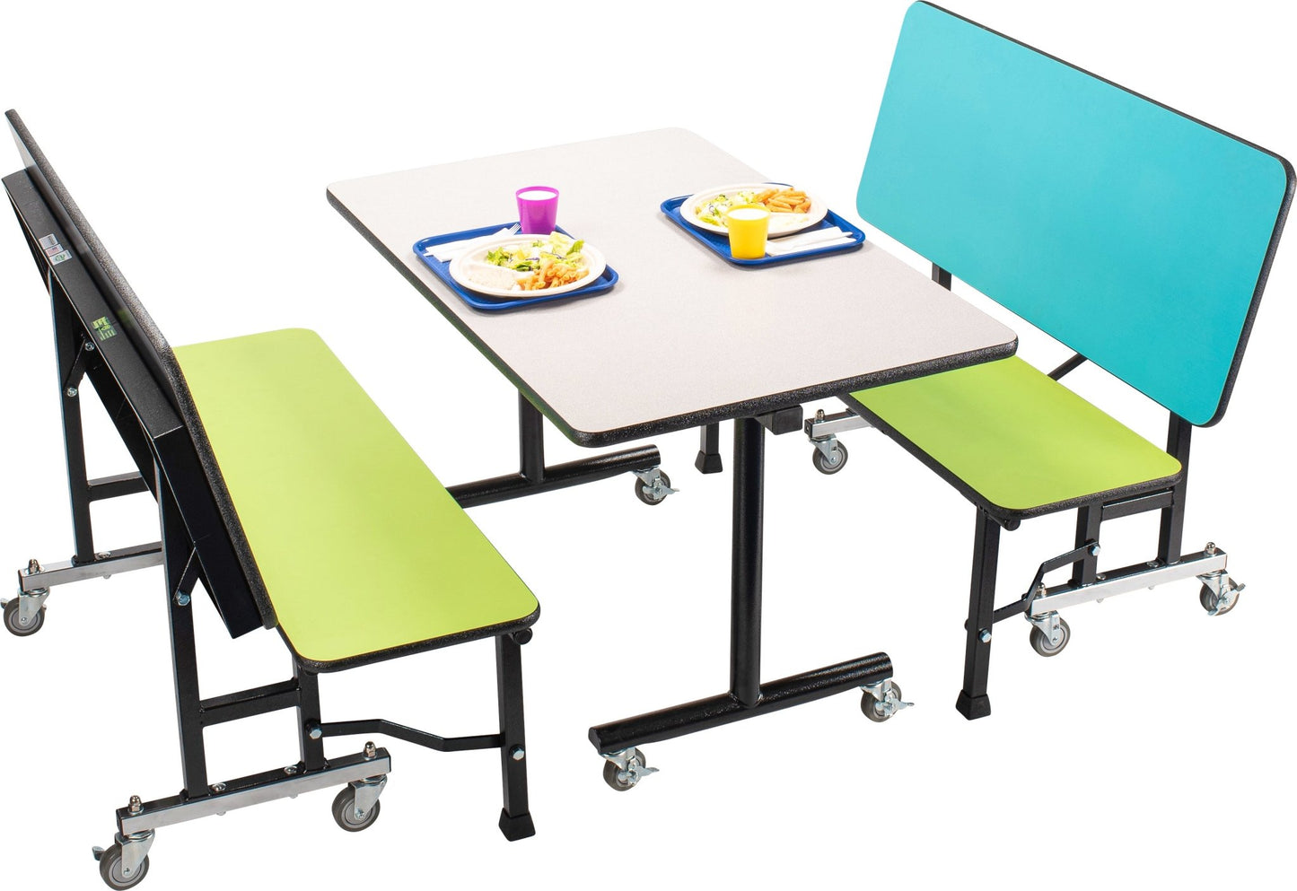 NPS ToGo Booth Set, (1) 24"x48" Table and (2) 48" Benches, MDF Core (National Public Seating NPS-TGBTH2448MDPE) - SchoolOutlet