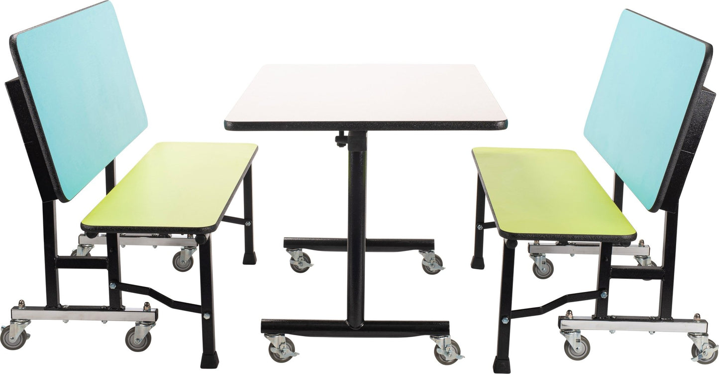 NPS ToGo Booth Set, (1) 24"x48" Table and (2) 48" Benches, Particleboard Core (National Public Seating NPS-TGBTH2448PBTM) - SchoolOutlet