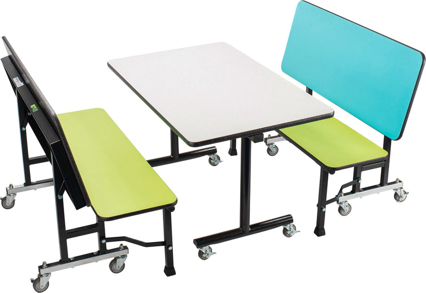 NPS ToGo Booth Set, (1) 24"x48" Table and (2) 48" Benches, Particleboard Core (National Public Seating NPS-TGBTH2448PBTM) - SchoolOutlet