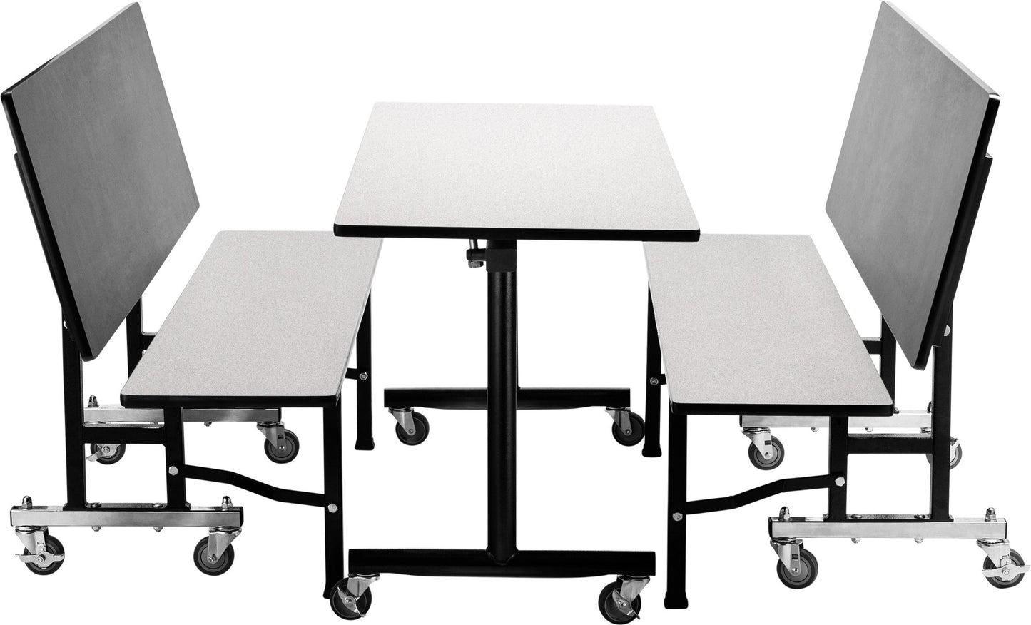 NPS ToGo Booth Set, (1) 24"x60" Table and (2) 60" Benches, MDF Core (National Public Seating NPS-TGBTH2460MDPE) - SchoolOutlet