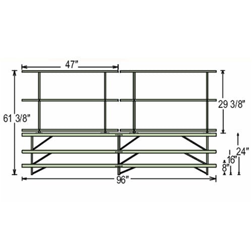 NPS TransPort 3-Level Straight Riser - 18"W x 72"L x 24"H (National Public Seating NPS-TP72) - SchoolOutlet