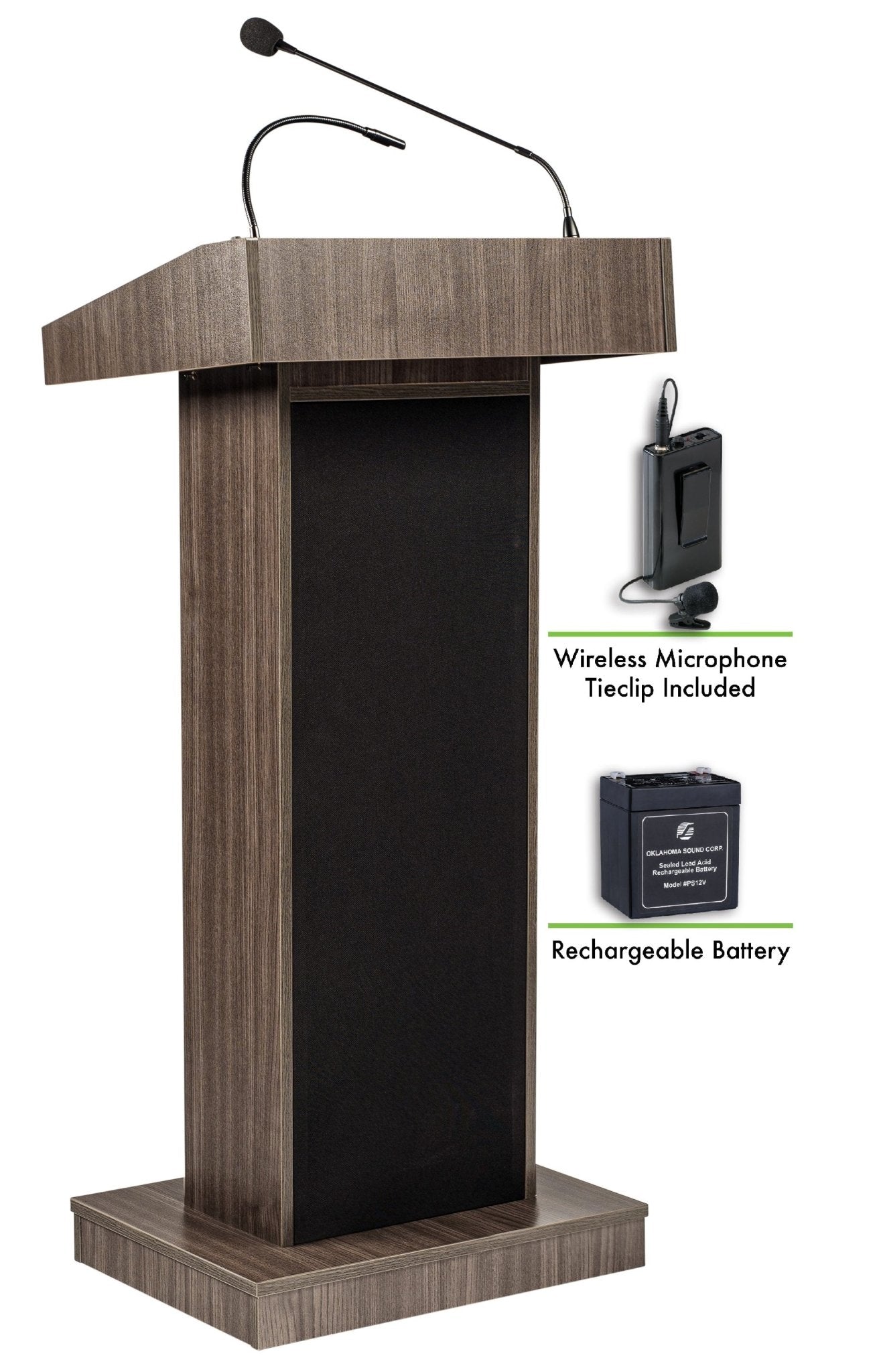 Oklahoma Sound Orator Fixed Height Floor Lectern w/ Reading Lamp and Sound (Oklahoma Sound OKL-800x) - SchoolOutlet