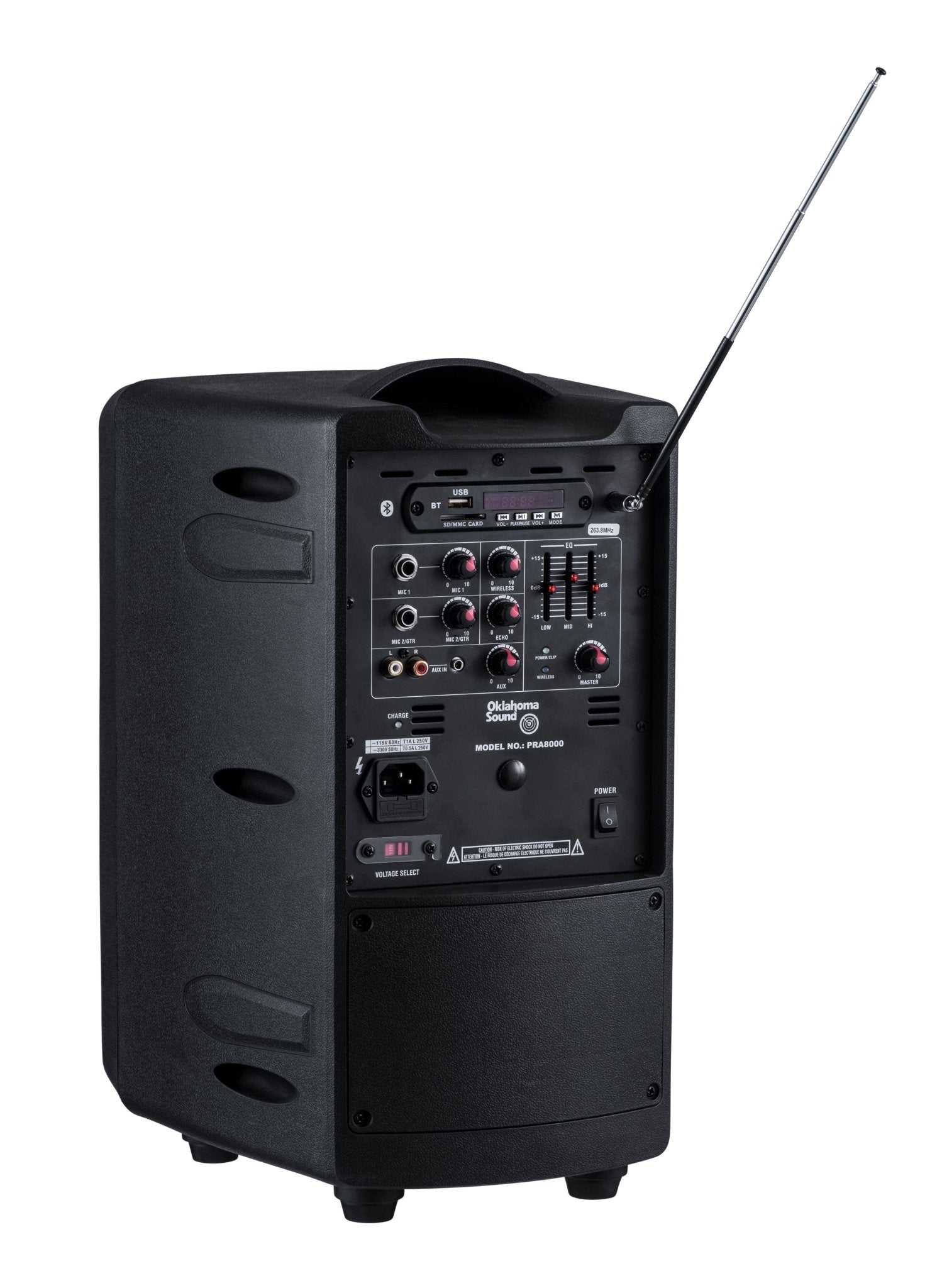 Oklahoma Sound - PRA-8000-PRA8-5 - 40 Watt Wireless PA System w/ Wireless Handheld Mic (Oklahoma Sound OKL-PRA-8000-PRA8-5) - SchoolOutlet