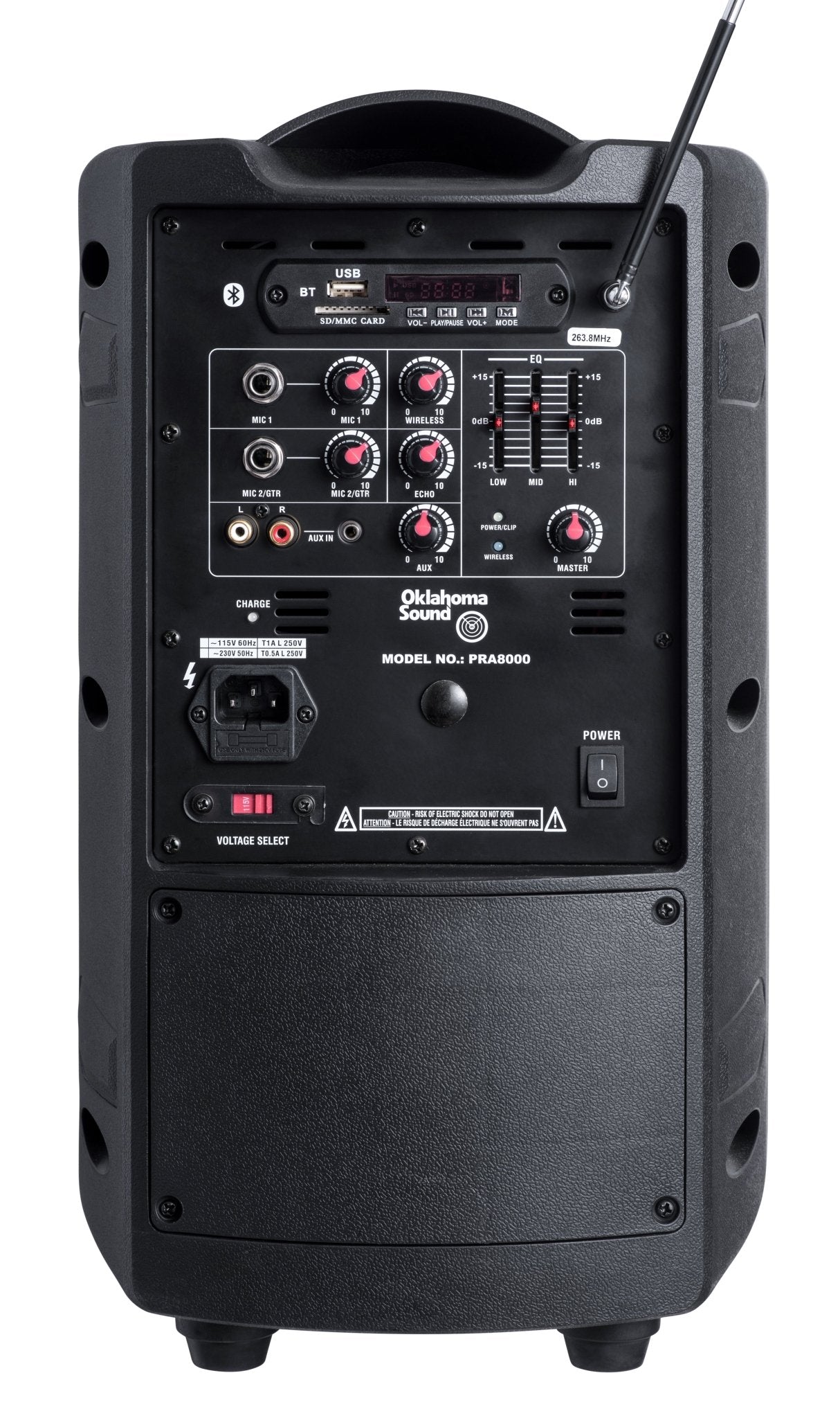 Oklahoma Sound - PRA-8000-PRA8-5 - 40 Watt Wireless PA System w/ Wireless Handheld Mic (Oklahoma Sound OKL-PRA-8000-PRA8-5) - SchoolOutlet