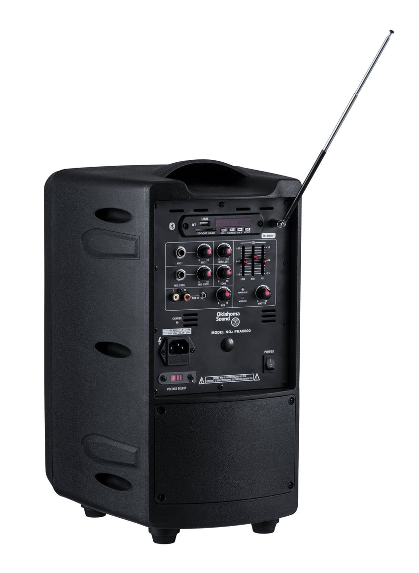 Oklahoma Sound - PRA-8000-PRA8-7 - 40 Watt Wireless PA System w/ Wireless Headset Mic (Oklahoma Sound OKL-PRA8-7) - SchoolOutlet