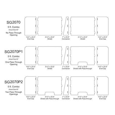 Pacesetter Awards SG2070P1 - 2 Panel Interlocking Counter Partition With One Opening 63" W x 23 1/2" H x 14 1/2" D - SchoolOutlet