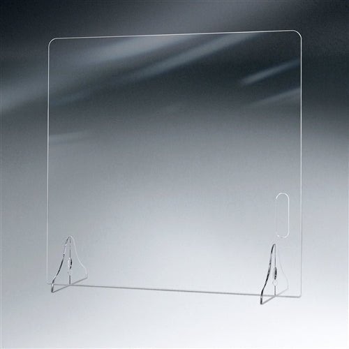 Clear Panel Barrier w/ Locking Legs & Side Cutout Handle 22"W x 22"H x 9"D - SchoolOutlet