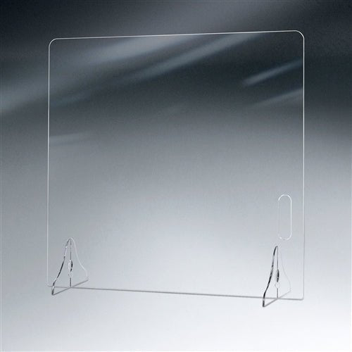 Clear Panel Barrier for Desks and Tables - 22"W x 15 3/4"H x 9"D x 1/8" Thick Acrylic, Locking Legs, Easy Carry Handle - SchoolOutlet