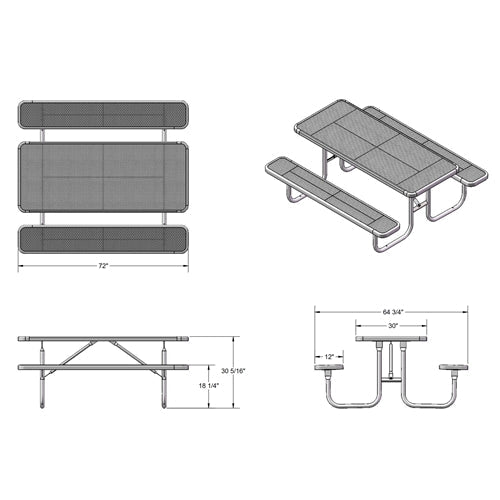 UltraPlay 6' Heavy-Duty Rectangular Outdoor Picnic Table (Playcore PLA-158-V6) - SchoolOutlet