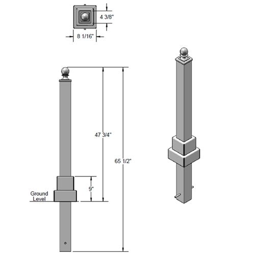 Hampton Series Charleston Bollard (3' H) (PLA-2003SM) - SchoolOutlet