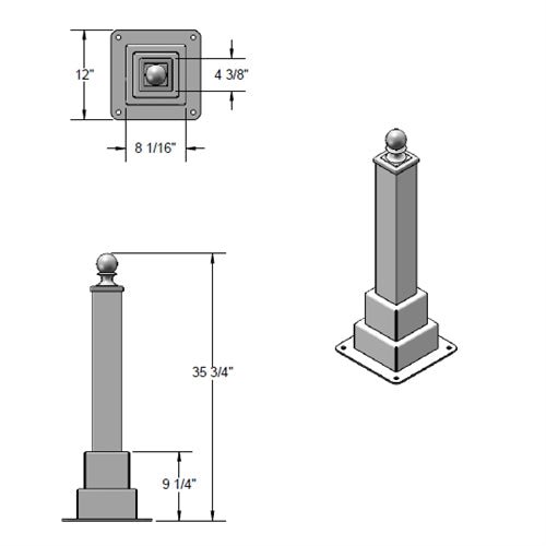 Hampton Series Charleston Bollard (3' H) (PLA-2003SM) - SchoolOutlet