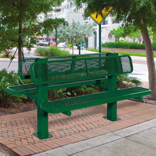UltraPlay Double Sided Bollard Style Outdoor Bench 8'L - Surface Mount Legs (Playcore PLA-962SM-V8) - SchoolOutlet