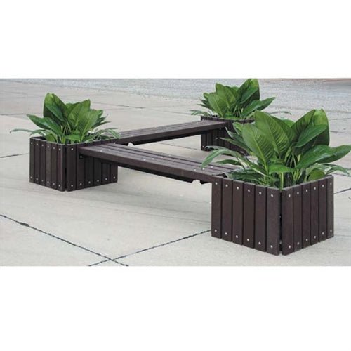 UltraPlay Recycled 6' Outdoor Plastic Bench with 3 Planters (Playcore PLA-993) - SchoolOutlet