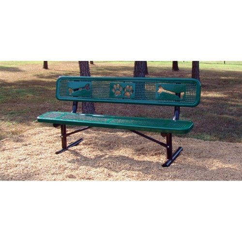 UltraPlay Dog Park Supplies Sit & Stay Barkpark Bench W/ Back & Laser Cut Paw Prints and Bones, Portable (Playcore PLA-PBARK-940P-P6) - SchoolOutlet