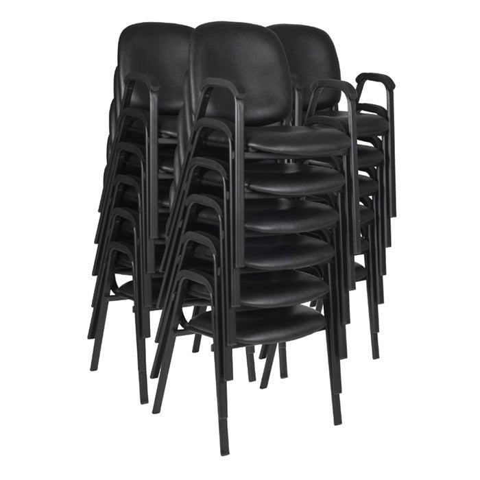 Regency Ace Vinyl Guest Stacking Chair with Arms (18 pack)- Midnight Black - SchoolOutlet
