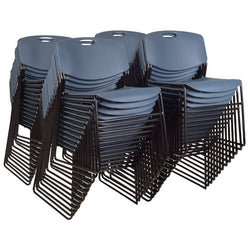 Regency Zeng Ultra Compact Metal Frame Armless Stackable Chair (50 Pack)- Blue