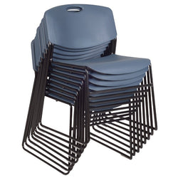 Regency Zeng Ultra Compact Metal Frame Armless Stackable Chair (8 Pack)- Blue