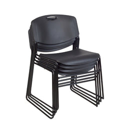 Regency Zeng Ultra Compact Metal Frame Armless Stackable Chair (4 Pack)- Black