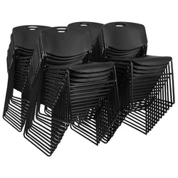Regency Zeng Ultra Compact Metal Frame Armless Stackable Chair (50 Pack)- Black