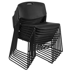Regency Zeng Ultra Compact Metal Frame Armless Stackable Chair (8 Pack)- Black