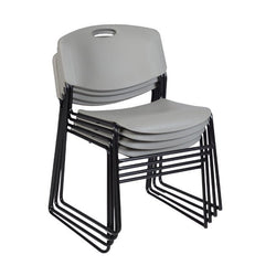 Regency Zeng Ultra Compact Metal Frame Armless Stackable Chair (4 Pack)- Grey