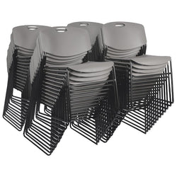 Regency Zeng Ultra Compact Metal Frame Armless Stackable Chair (50 Pack)- Grey
