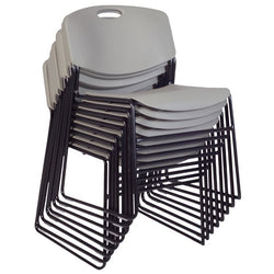 Regency Zeng Ultra Compact Metal Frame Armless Stackable Chair (8 Pack)- Grey