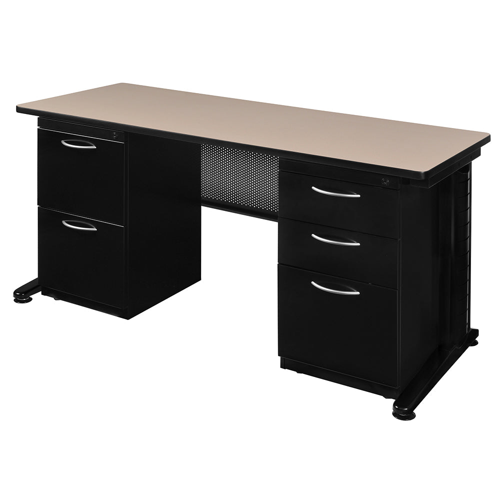 Regency Fusion 60 x 24 in. Teachers Desk with Double Pedestal Drawer Unit REG-MDP6024 - SchoolOutlet