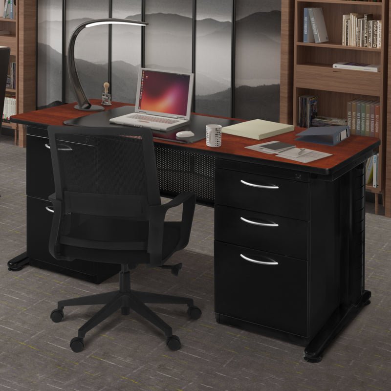 Regency Fusion 66 x 30 in. Teachers Desk with Double Pedestal Drawer Unit REG-MDP6630 - SchoolOutlet
