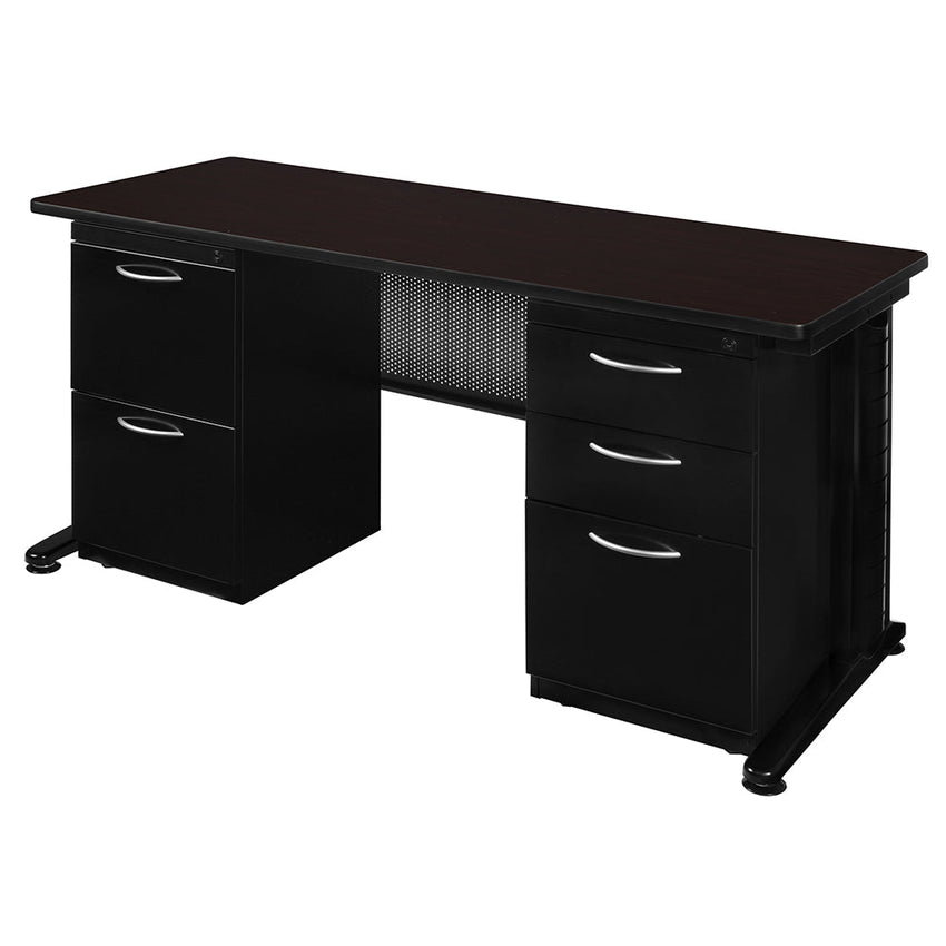 Regency Fusion 72 x 30 in. Teachers Desk with Double Pedestal Drawer Unit REG-MDP7230 - SchoolOutlet