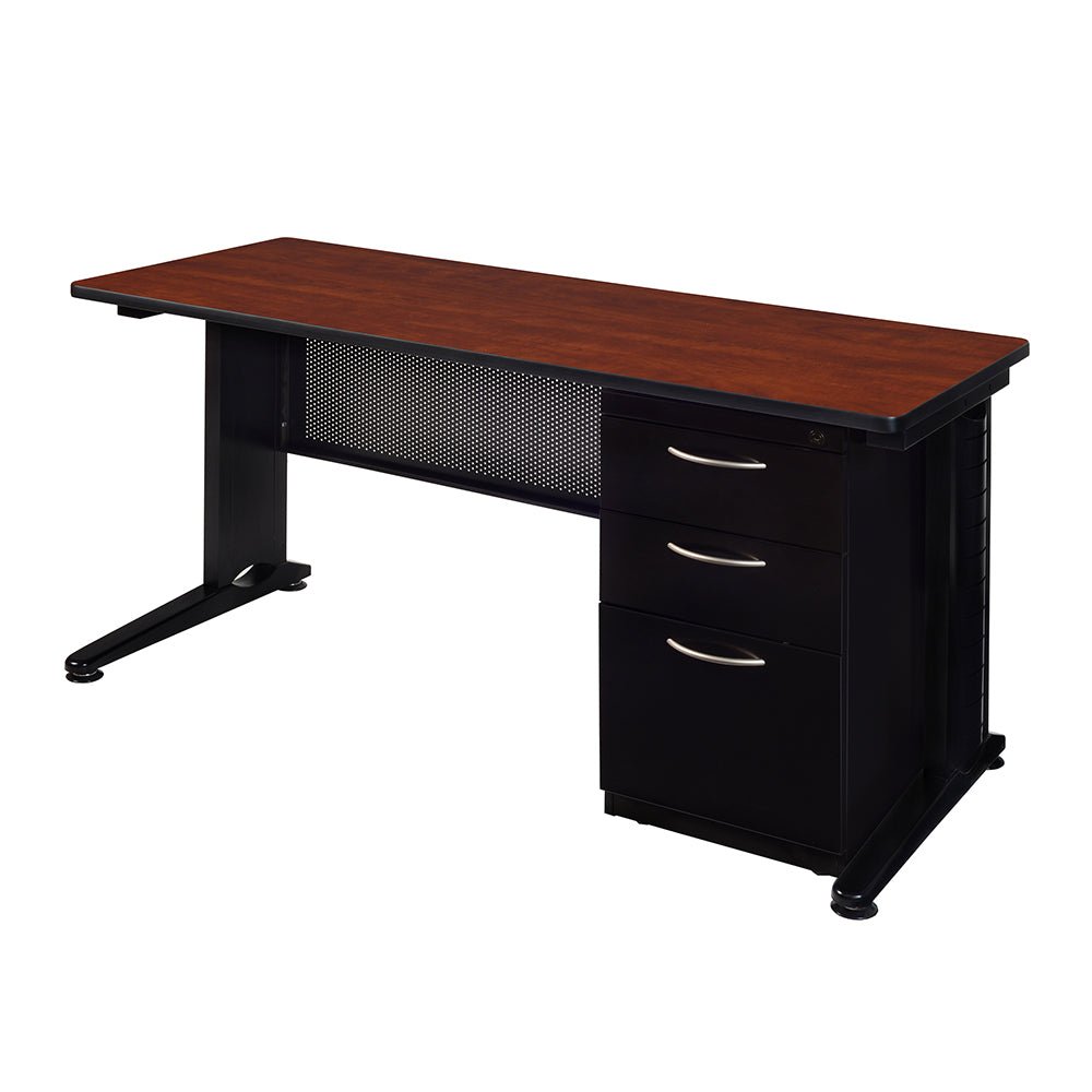Regency Fusion 66 x 24 Teachers Desk with Single Pedestal Drawer Unit REG-MSP6624 - SchoolOutlet