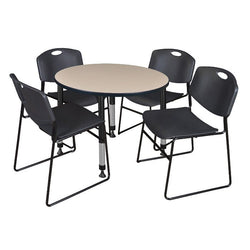 Regency Kee 36 in. Round Adjustable Classroom Table 4 Zeng Stack Chairs