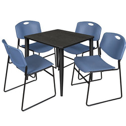 Regency Kahlo 30 in. Square Breakroom Table & 4 Zeng Stack Chairs - REG-TPL303044