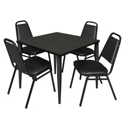 Regency Kahlo 36 in. Square Breakroom Table & 4 Restaurant Stack Chairs - REG-TPL363629