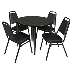 Regency Kahlo 36 in. Round Breakroom Table & 4 Restaurant Stack Chairs - REG-TPL36RND29