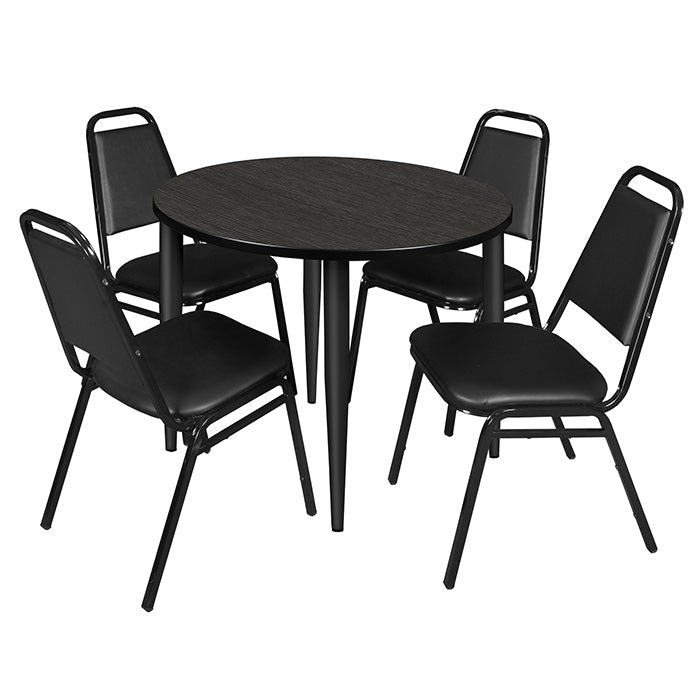 Regency Kahlo 36 in. Round Breakroom Table & 4 Restaurant Stack Chairs - REG-TPL36RND29 - SchoolOutlet