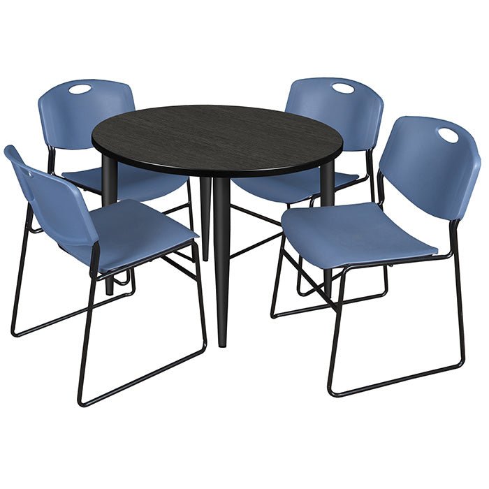 Regency Kahlo 36 in. Round Breakroom Table & 4 Zeng Stack Chairs - REG-TPL36RND44 - SchoolOutlet