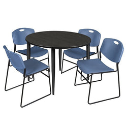 Regency Kahlo 48 in. Round Breakroom Table & 4 Zeng Stack Chairs - REG-TPL48RND44
