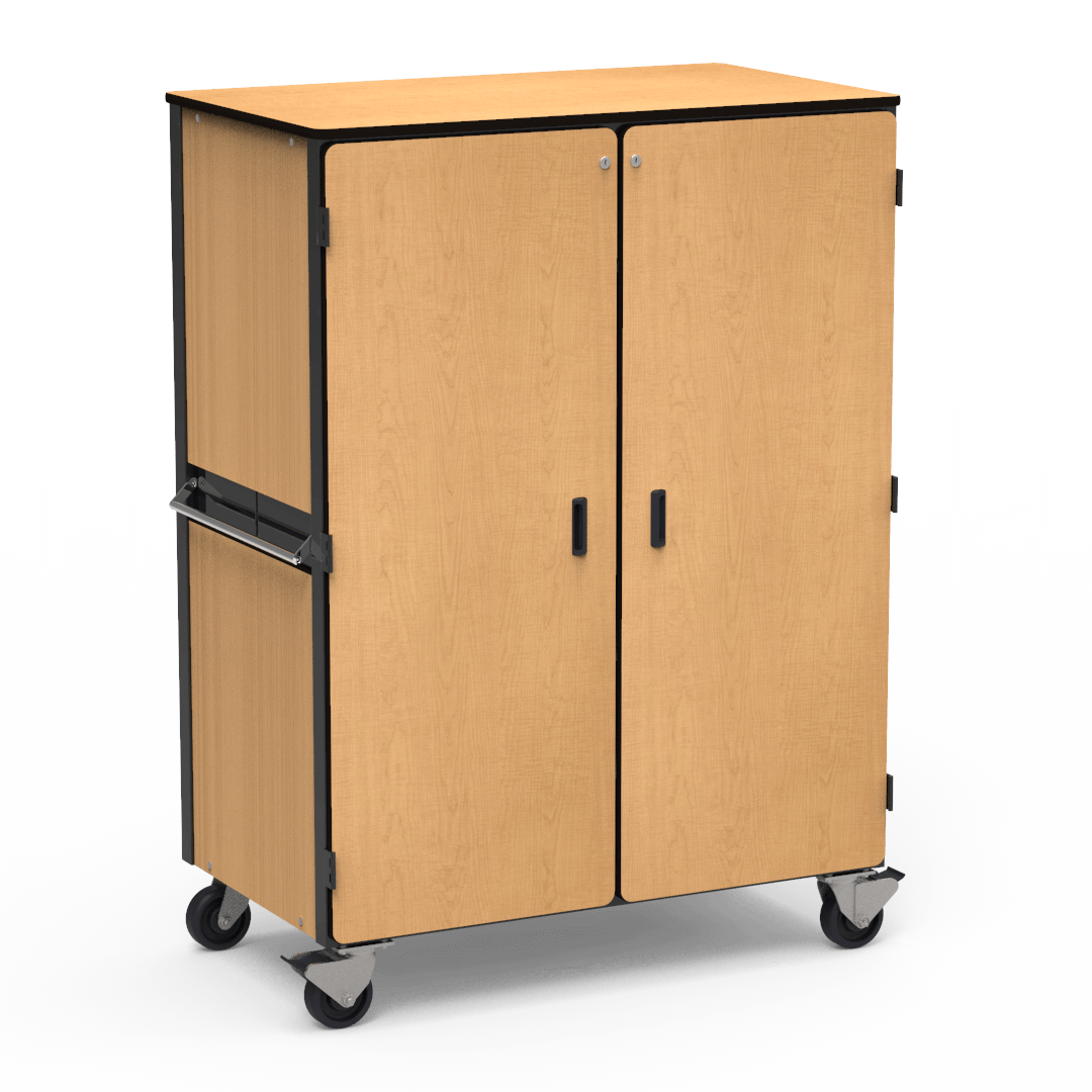 Virco 2501 - Mobile Storage Cabinet With Four Adjustable Steel Shelves, Two Hinged Doors - 48"W x 28"D x 66"H (Virco 2501) - SchoolOutlet