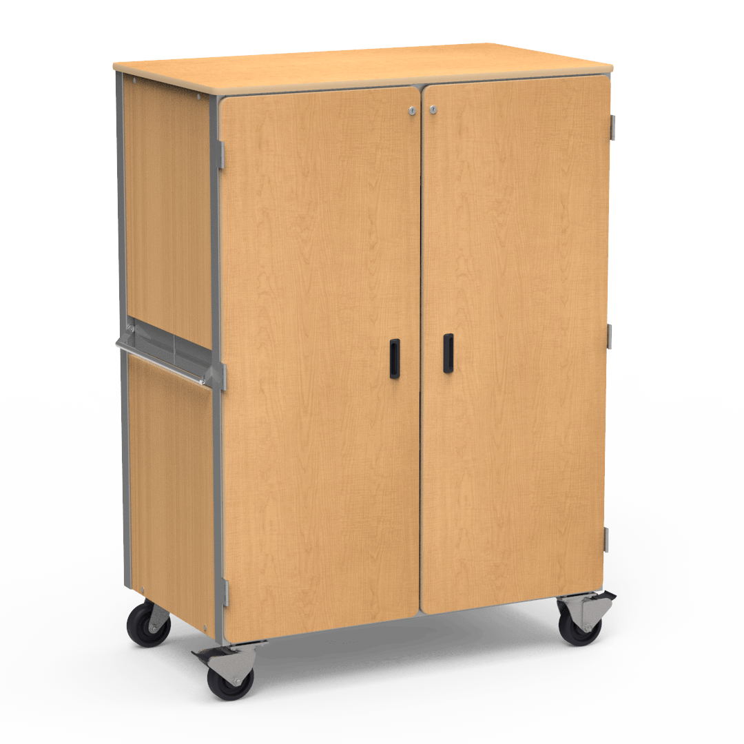 Virco 2501 - Mobile Storage Cabinet With Four Adjustable Steel Shelves, Two Hinged Doors - 48"W x 28"D x 66"H (Virco 2501) - SchoolOutlet