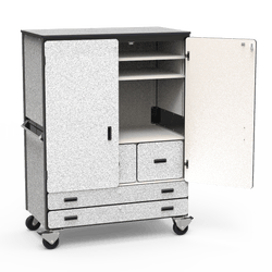 Virco 2513 - Mobile Storage Cabinet With Two Adjustable Shelves, Two File Drawers, Two Paper Drawers, Coat Rod and Two Hinged Doors - 48"W x 28"D x 66"H (Virco 2513)