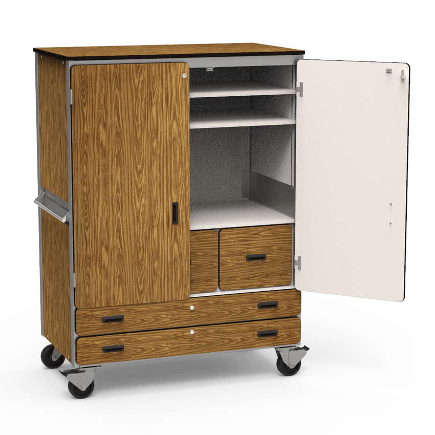 Virco 2513 - Mobile Storage Cabinet With Two Adjustable Shelves, Two File Drawers, Two Paper Drawers, Coat Rod and Two Hinged Doors - 48"W x 28"D x 66"H (Virco 2513) - SchoolOutlet