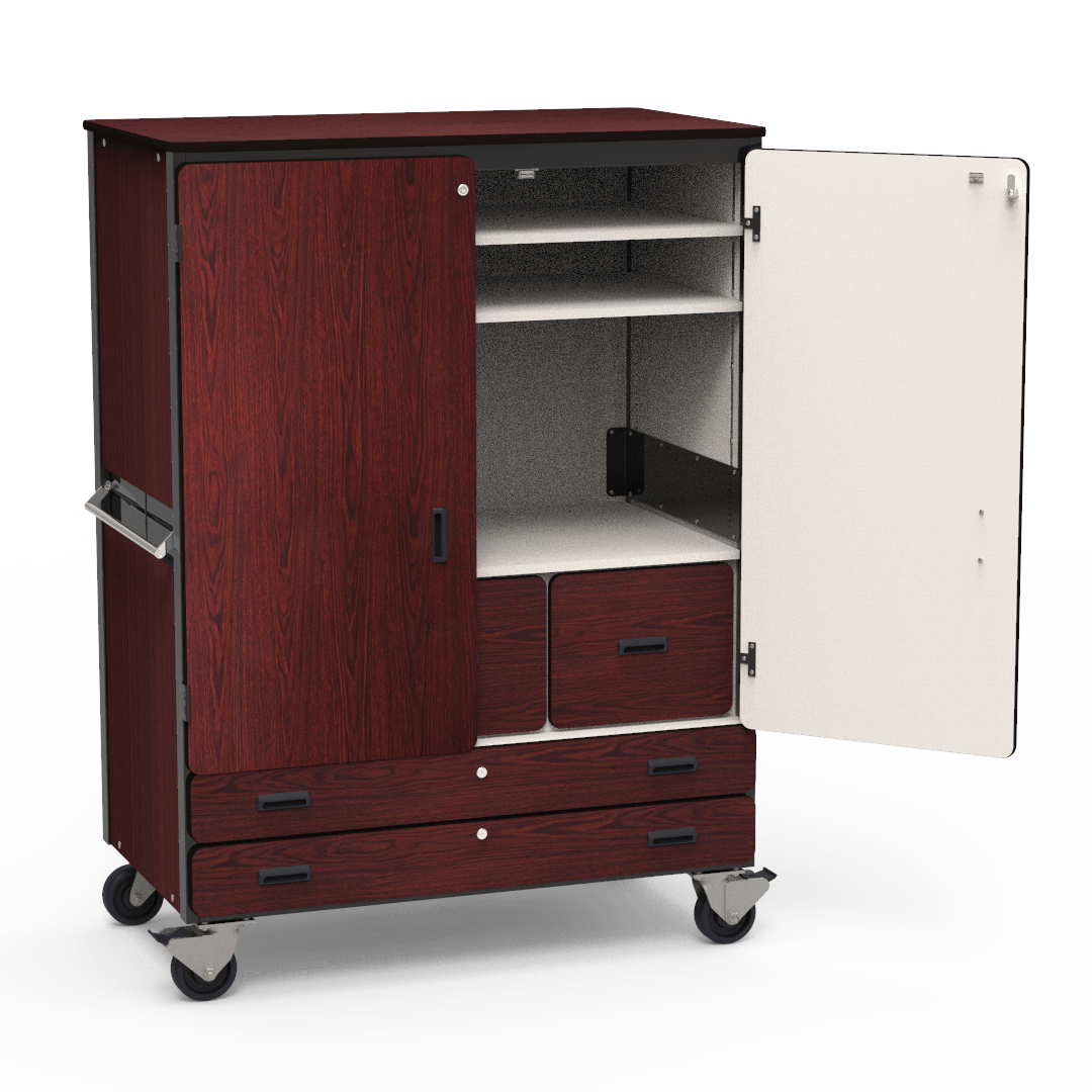 Virco 2513 - Mobile Storage Cabinet With Two Adjustable Shelves, Two File Drawers, Two Paper Drawers, Coat Rod and Two Hinged Doors - 48"W x 28"D x 66"H (Virco 2513) - SchoolOutlet