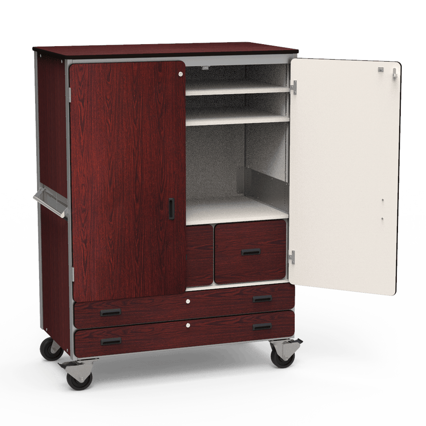 Virco 2513 - Mobile Storage Cabinet With Two Adjustable Shelves, Two File Drawers, Two Paper Drawers, Coat Rod and Two Hinged Doors - 48"W x 28"D x 66"H (Virco 2513) - SchoolOutlet