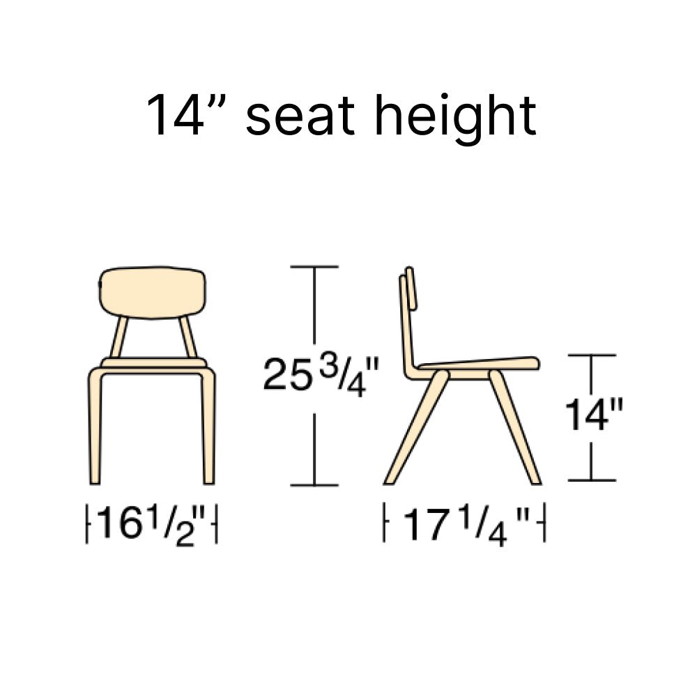 Virco 3014 - 3000 Series 4-Legged Hard Plastic Stack Chair - 14" Seat Height (Virco 3014) - SchoolOutlet