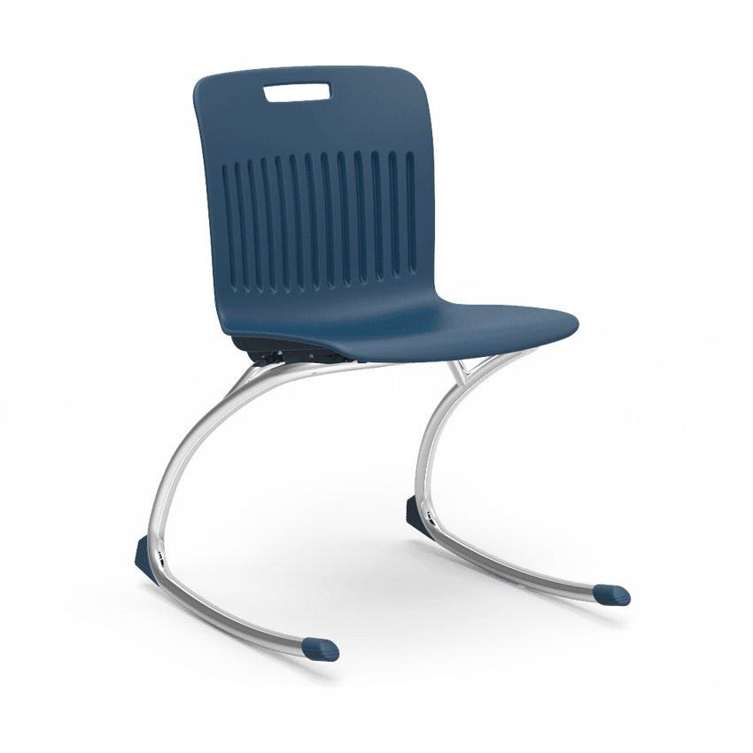 Dark Blue Rocking Classroom Chair with 2 curved legs